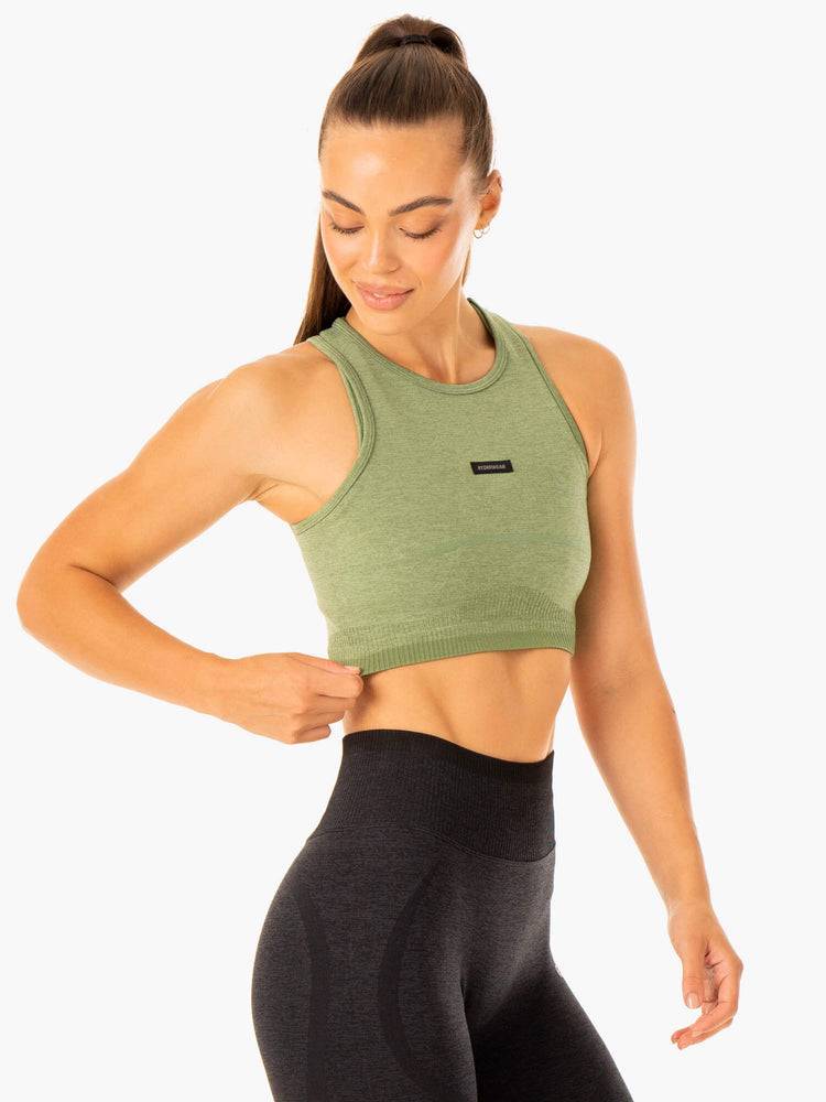 Women's Ryderwear Women Tanks Excel Seamless Tanks Moss Green Marl | NZ2901XF