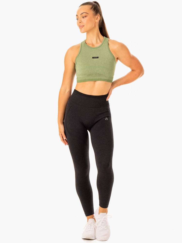 Women's Ryderwear Women Tanks Excel Seamless Tanks Moss Green Marl | NZ2901XF