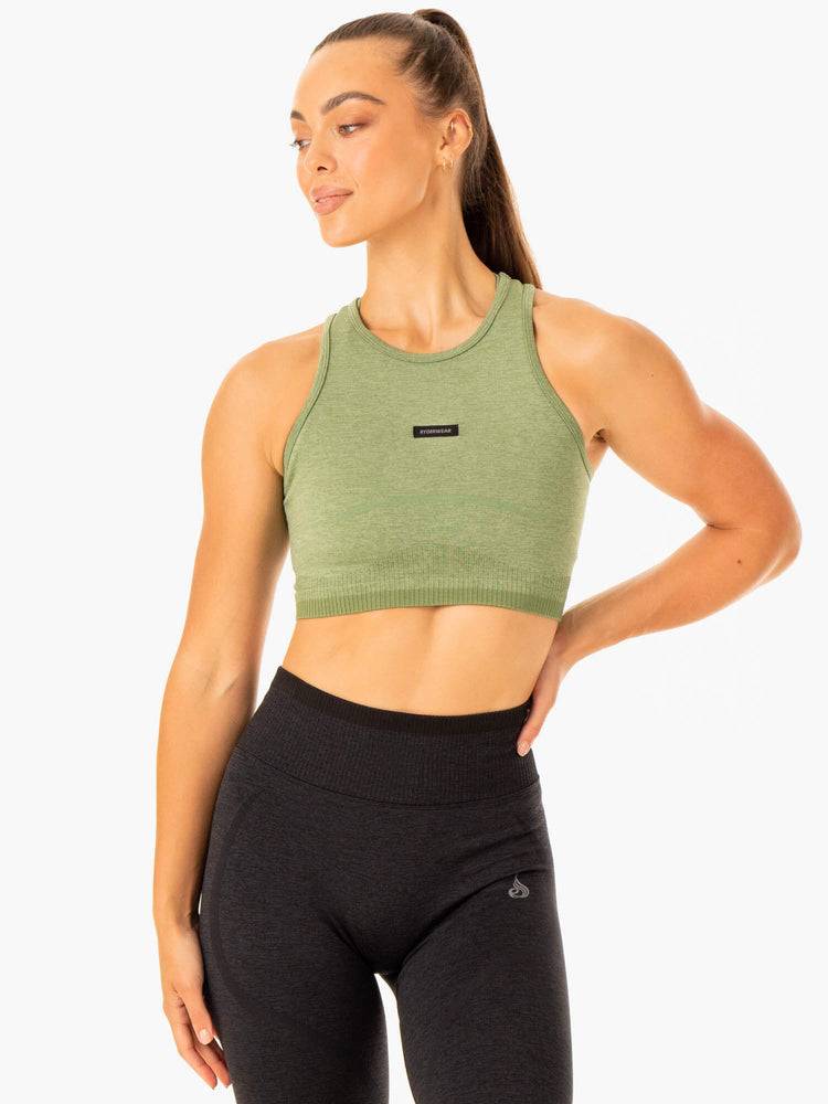 Women\'s Ryderwear Women Tanks Excel Seamless Tanks Moss Green Marl | NZ2901XF