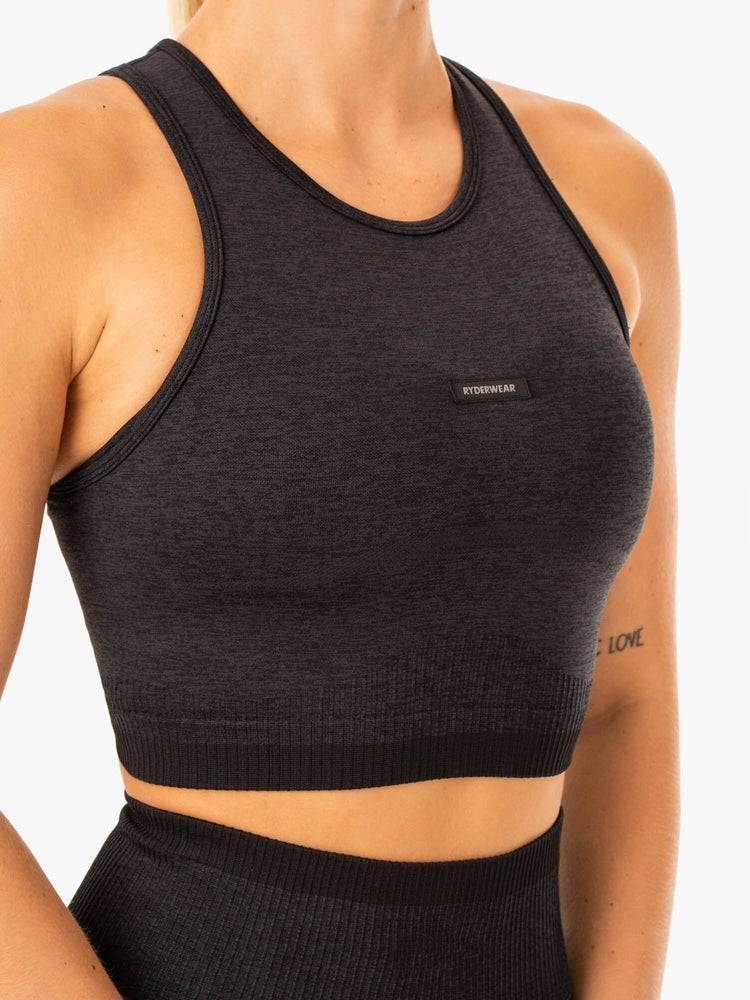 Women's Ryderwear Women Tanks Excel Seamless Tanks Black Marl | NZ2961YU