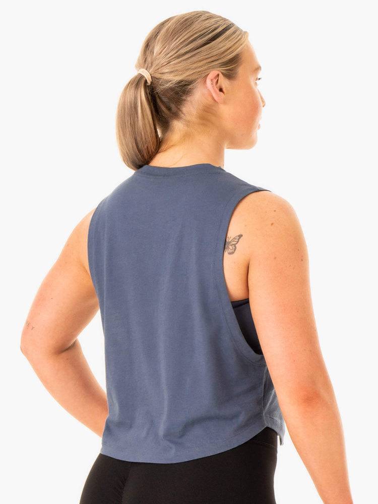 Women's Ryderwear Women Tanks Flow Scoop Tanks Steel Blue | NZ2841AP