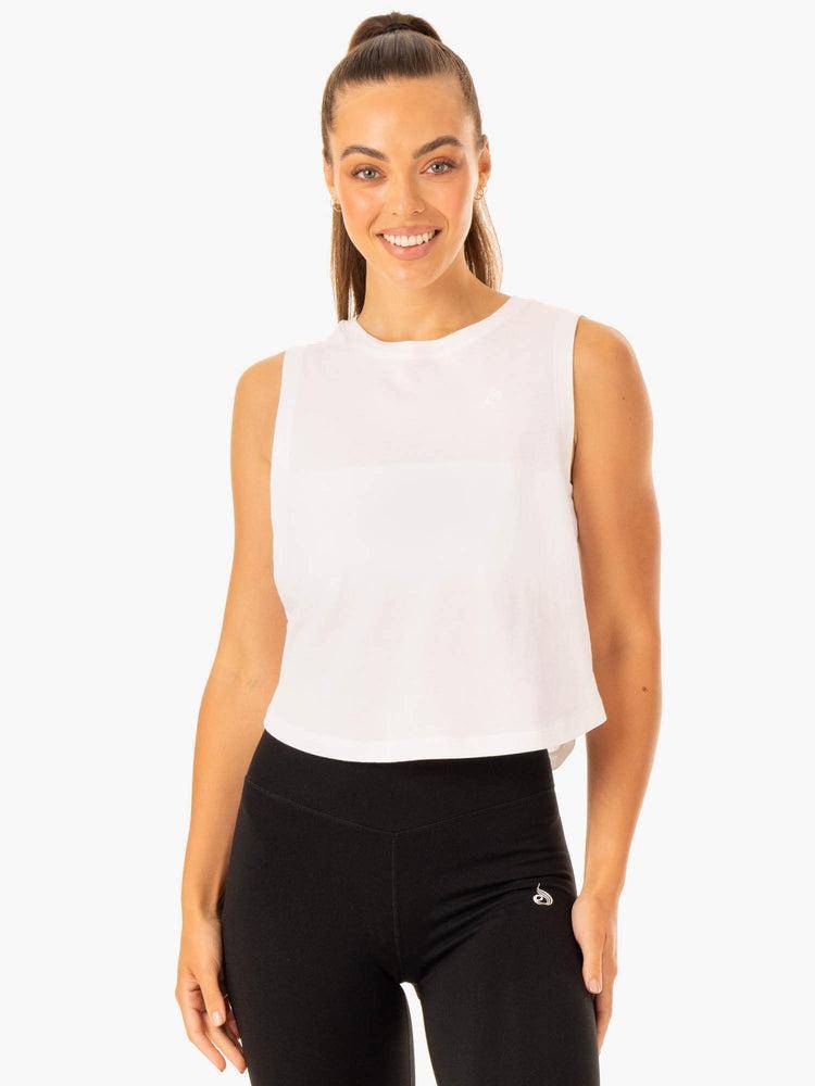 Women\'s Ryderwear Women Tanks Flow Scoop Tanks White | NZ2842PQ