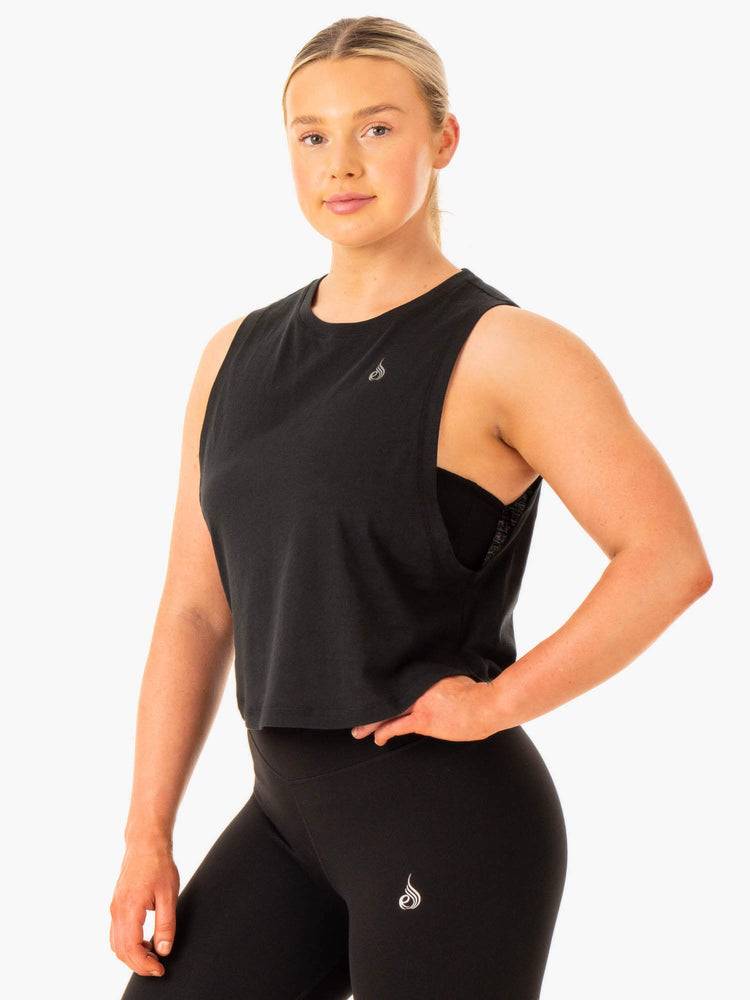 Women's Ryderwear Women Tanks Flow Scoop Tanks Black | NZ2878KI