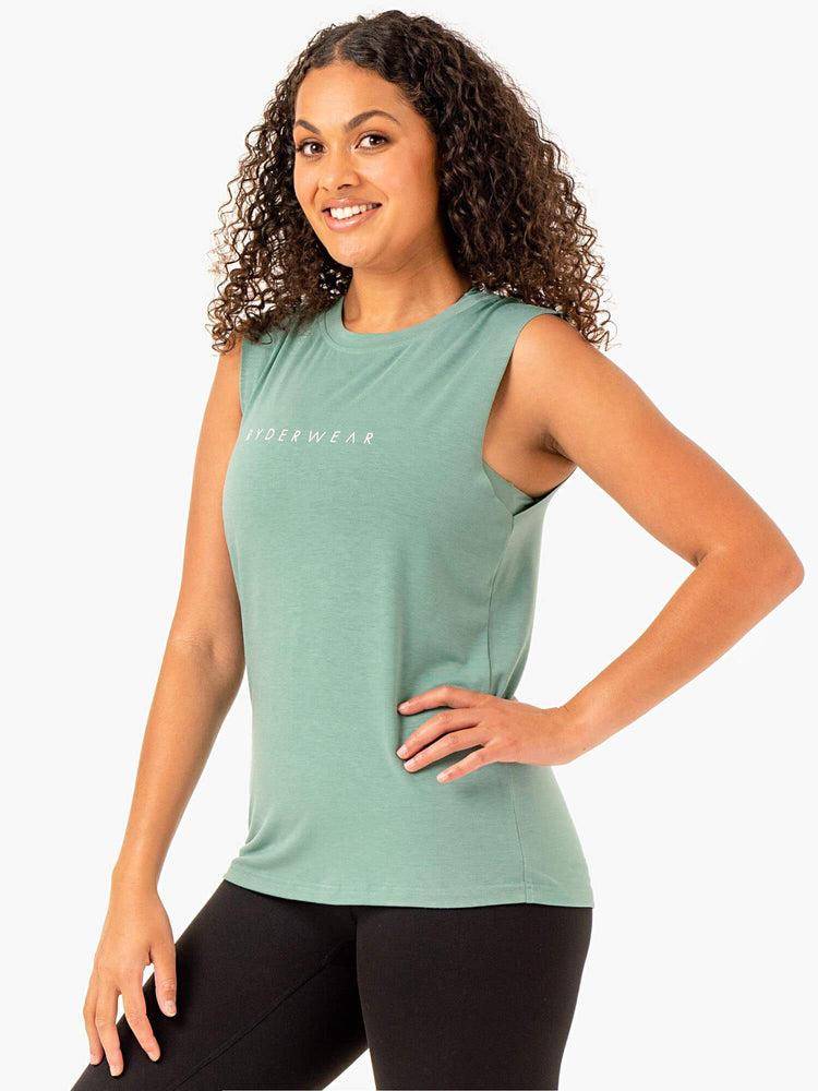 Women's Ryderwear Women Tanks Foundation Muscle Tanks Sage | NZ2821RW