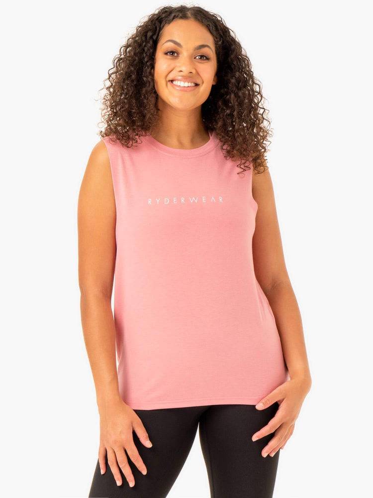 Women's Ryderwear Women Tanks Foundation Muscle Tanks Blush Pink | NZ2844IS