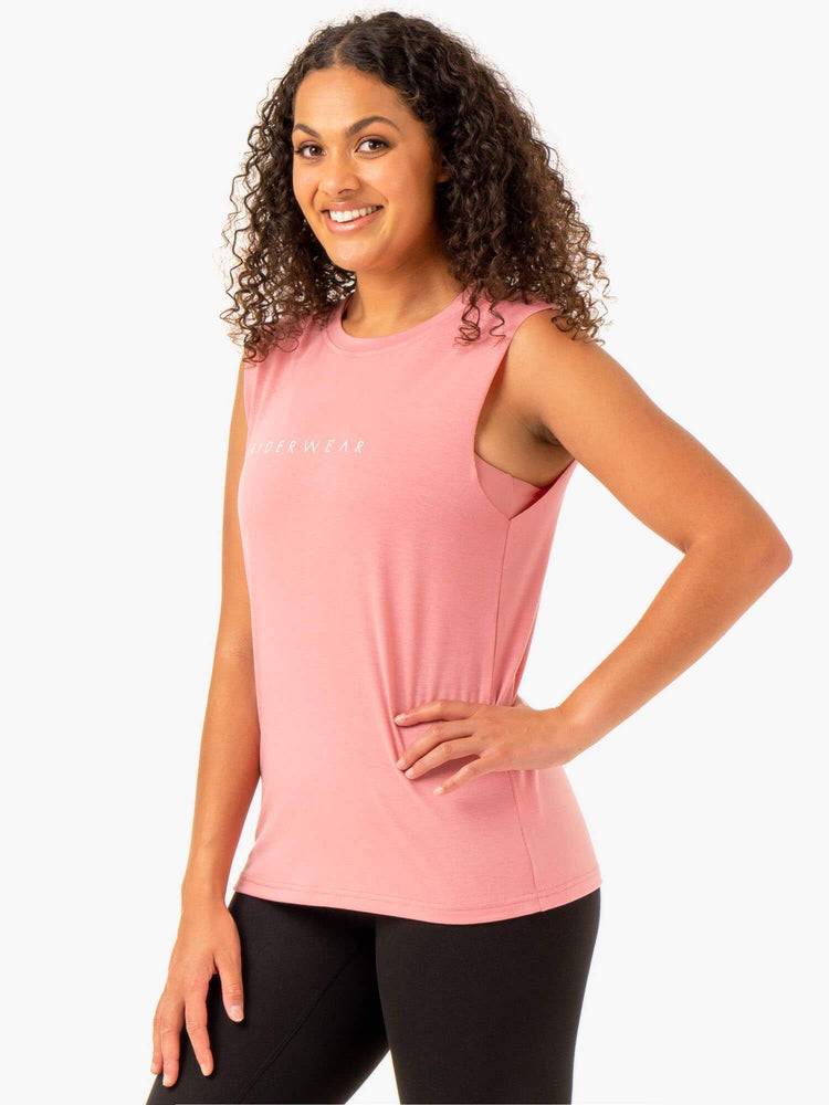 Women's Ryderwear Women Tanks Foundation Muscle Tanks Blush Pink | NZ2844IS