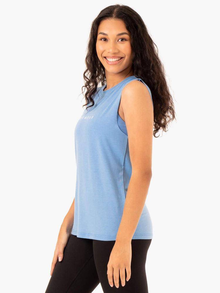 Women's Ryderwear Women Tanks Foundation Muscle Tanks Sky Blue | NZ2854HK