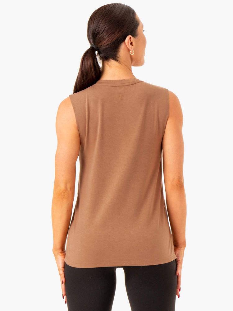 Women's Ryderwear Women Tanks Foundation Muscle Tanks Mocha | NZ2885AP