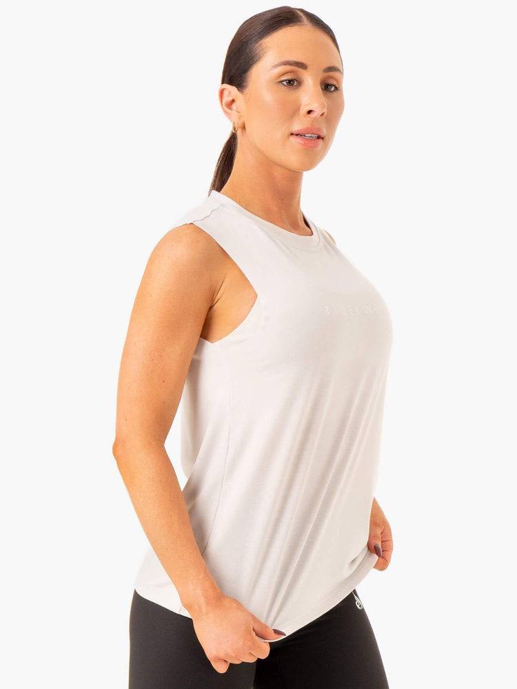 Women's Ryderwear Women Tanks Foundation Muscle Tanks Snow Grey | NZ2908GL