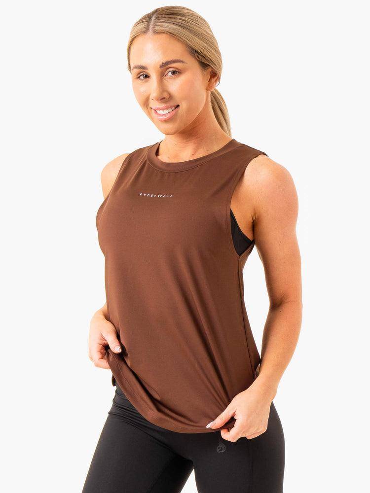 Women's Ryderwear Women Tanks Freedom Training Tanks Chocolate | NZ2813SO