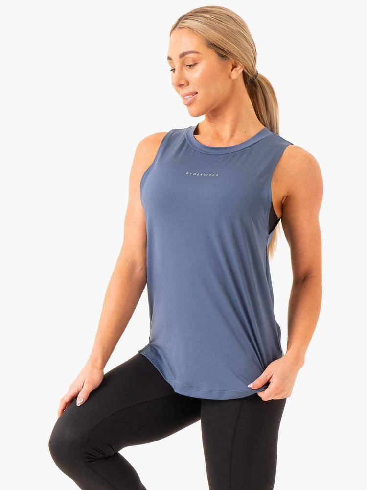 Women's Ryderwear Women Tanks Freedom Training Tanks Steel Blue | NZ2834JJ