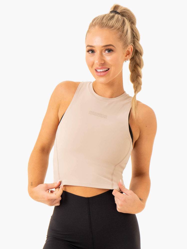 Women's Ryderwear Women Tanks Highlight Compression Tanks Mushroom | NZ2847TV