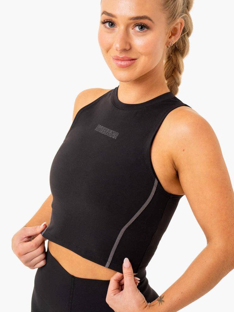 Women's Ryderwear Women Tanks Highlight Compression Tanks Black | NZ2895QZ