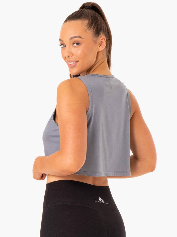 Women's Ryderwear Women Tanks Hybrid Muscle Tanks Steel Blue | NZ2993QZ