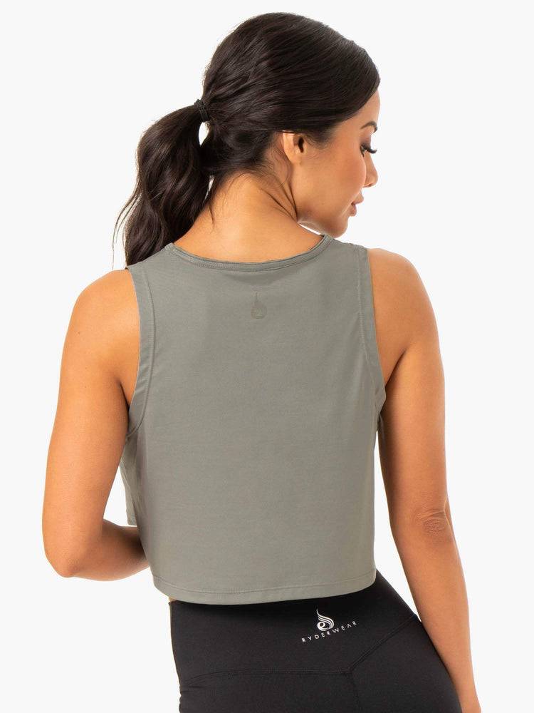 Women's Ryderwear Women Tanks Hybrid Muscle Tanks Khaki | NZ3002PQ