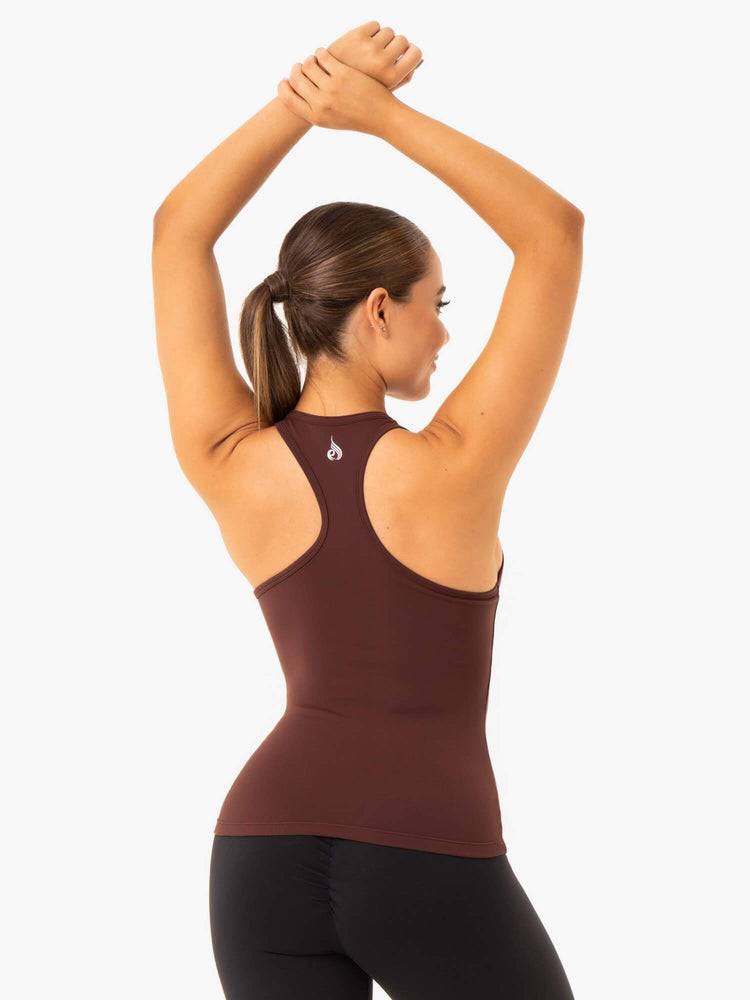 Women's Ryderwear Women Tanks Hype Racer Back Tanks Chocolate | NZ2948LH