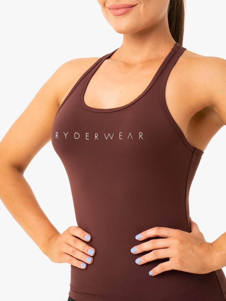 Women's Ryderwear Women Tanks Hype Racer Back Tanks Chocolate | NZ2948LH