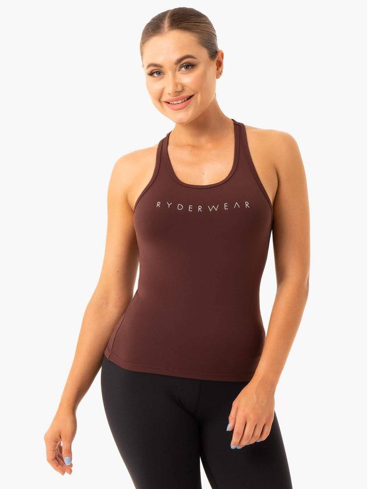 Women\'s Ryderwear Women Tanks Hype Racer Back Tanks Chocolate | NZ2948LH