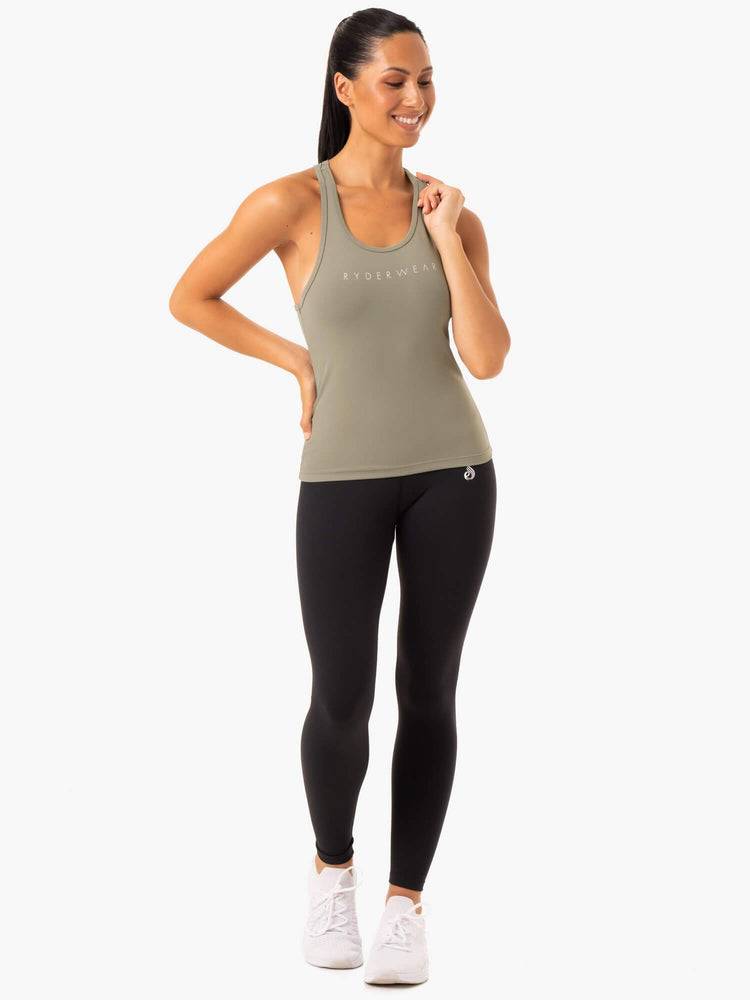 Women's Ryderwear Women Tanks Hype Racer Back Tanks Khaki | NZ2949KI