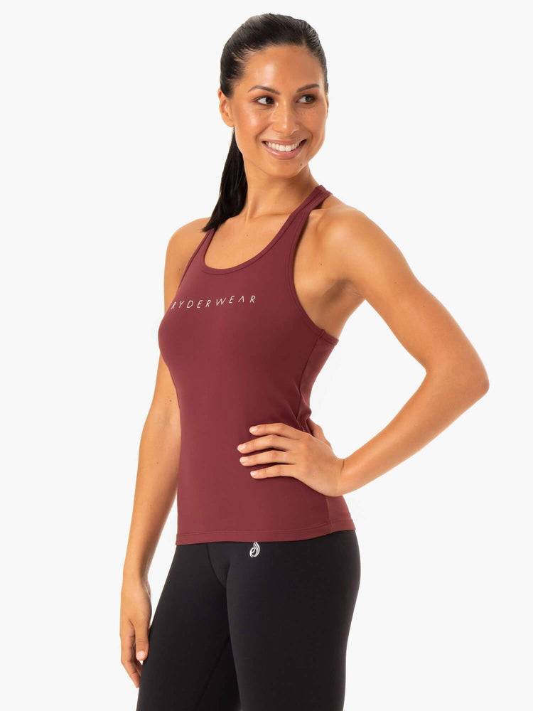 Women's Ryderwear Women Tanks Hype Racer Back Tanks Burgundy | NZ2968NB