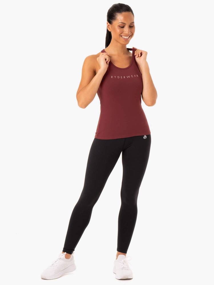 Women's Ryderwear Women Tanks Hype Racer Back Tanks Burgundy | NZ2968NB