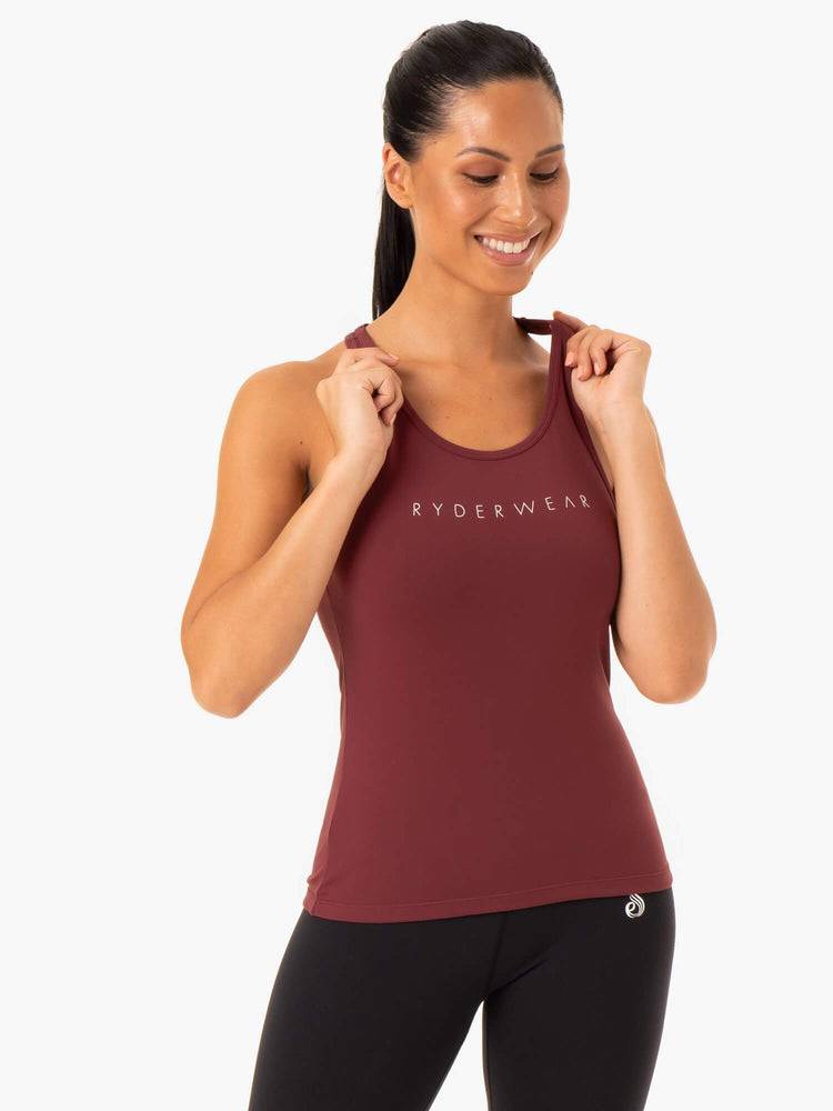 Women\'s Ryderwear Women Tanks Hype Racer Back Tanks Burgundy | NZ2968NB