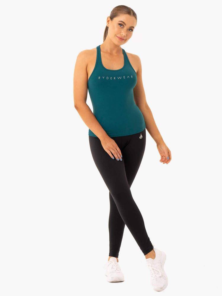 Women's Ryderwear Women Tanks Hype Racer Back Tanks Emerald | NZ2987UT