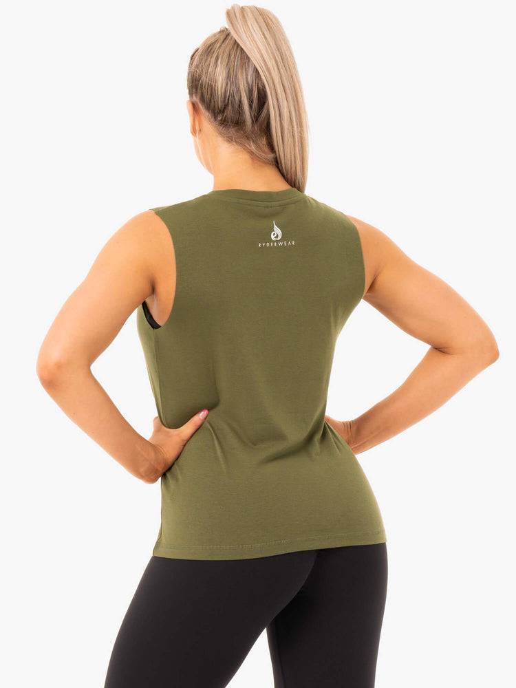 Women's Ryderwear Women Tanks Ladies Baller Tanks Khaki | NZ3005UT