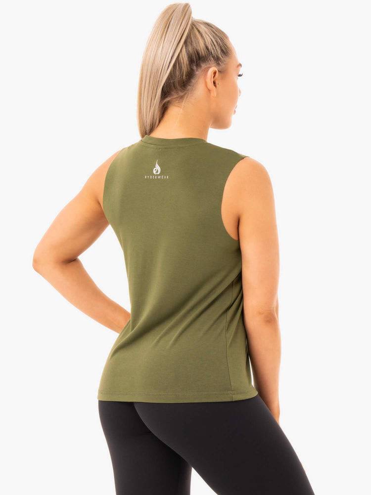 Women's Ryderwear Women Tanks Ladies Baller Tanks Khaki | NZ3005UT