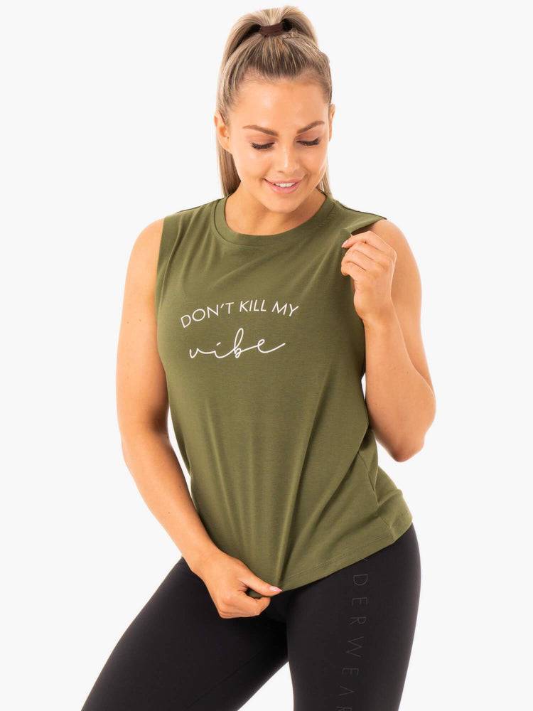 Women\'s Ryderwear Women Tanks Ladies Baller Tanks Khaki | NZ3005UT