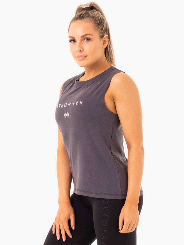 Women's Ryderwear Women Tanks Ladies Baller Tanks Charcoal | NZ3018ZG