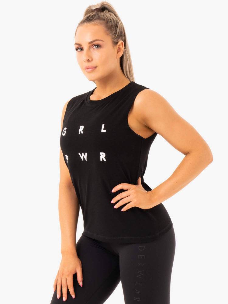 Women's Ryderwear Women Tanks Ladies Baller Tanks Black | NZ3025DN