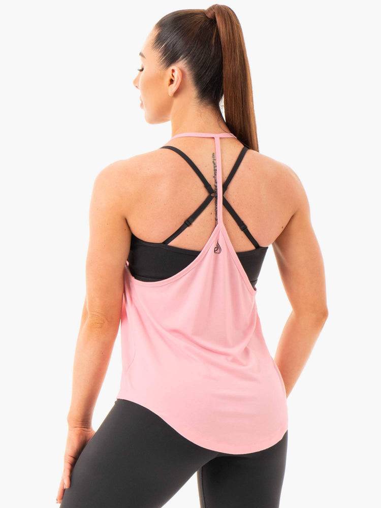 Women's Ryderwear Women Tanks Luxe T-Back Tanks Pink | NZ2937RW