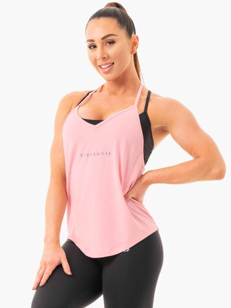 Women's Ryderwear Women Tanks Luxe T-Back Tanks Pink | NZ2937RW