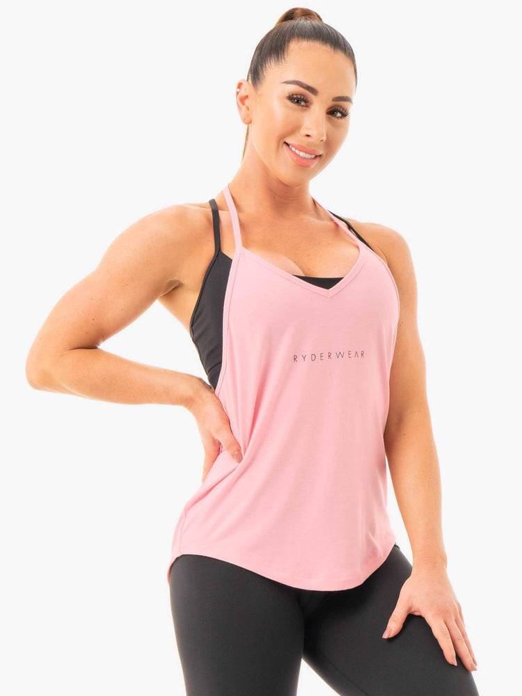 Women's Ryderwear Women Tanks Luxe T-Back Tanks Pink | NZ2937RW