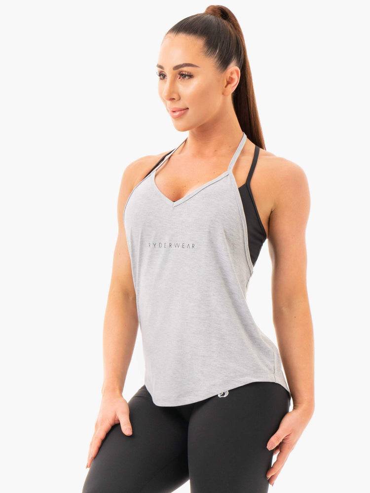 Women's Ryderwear Women Tanks Luxe T-Back Tanks Grey Marl | NZ2951HK