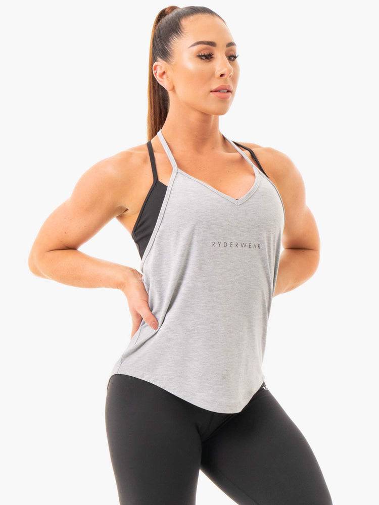 Women's Ryderwear Women Tanks Luxe T-Back Tanks Grey Marl | NZ2951HK