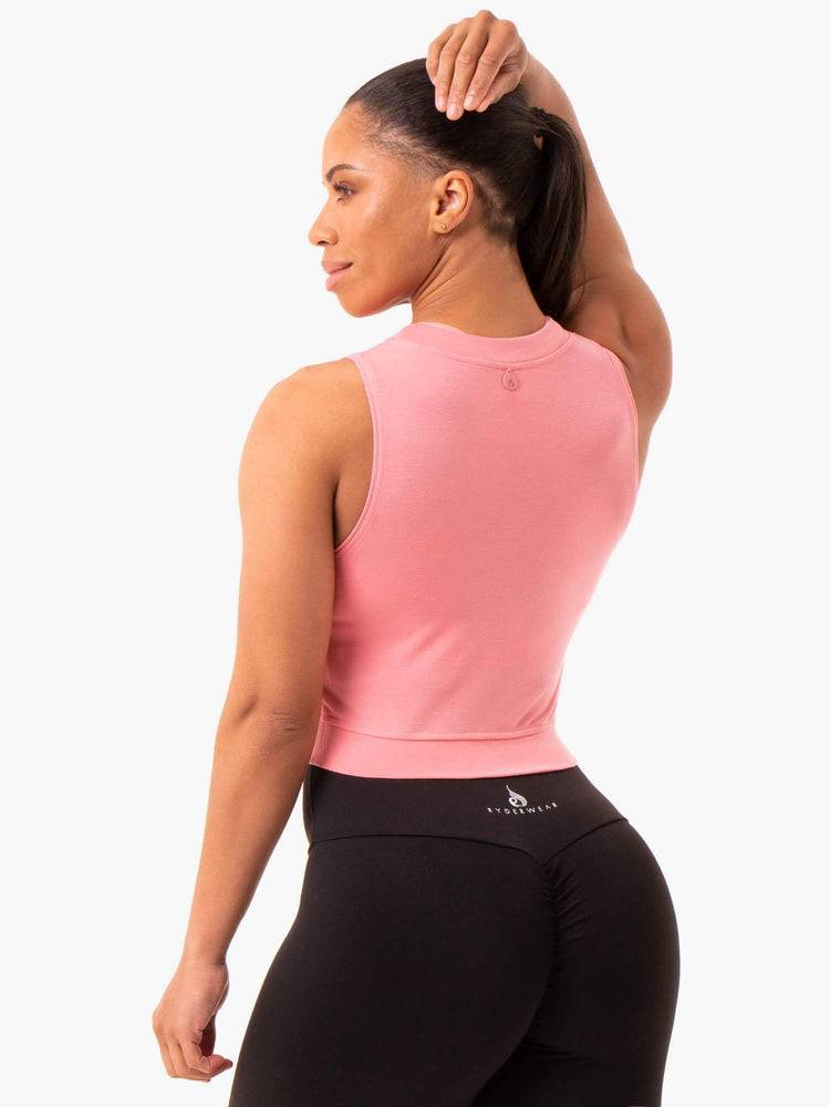 Women's Ryderwear Women Tanks Motion Crop Top Tanks Rose Pink | NZ2943BC