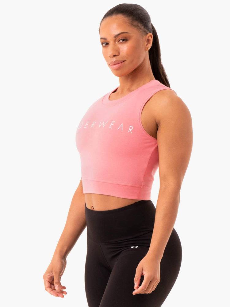 Women's Ryderwear Women Tanks Motion Crop Top Tanks Rose Pink | NZ2943BC