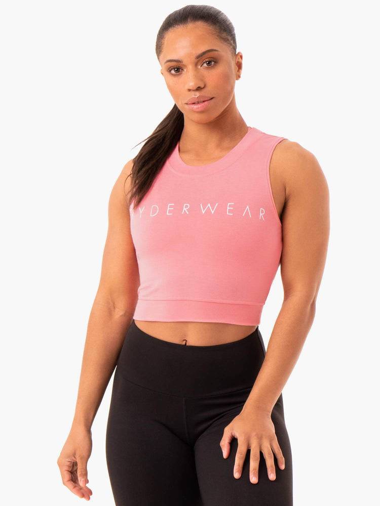 Women\'s Ryderwear Women Tanks Motion Crop Top Tanks Rose Pink | NZ2943BC