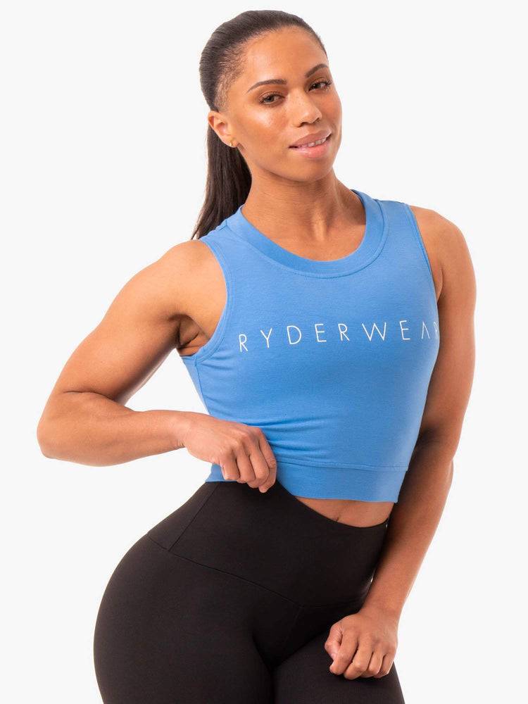 Women's Ryderwear Women Tanks Motion Crop Top Tanks Blue | NZ2946XF