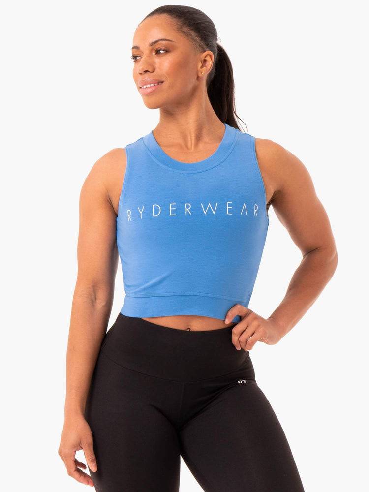 Women\'s Ryderwear Women Tanks Motion Crop Top Tanks Blue | NZ2946XF