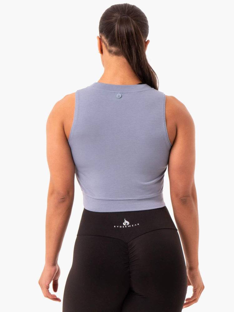 Women's Ryderwear Women Tanks Motion Crop Top Tanks Steel Grey | NZ2953FM