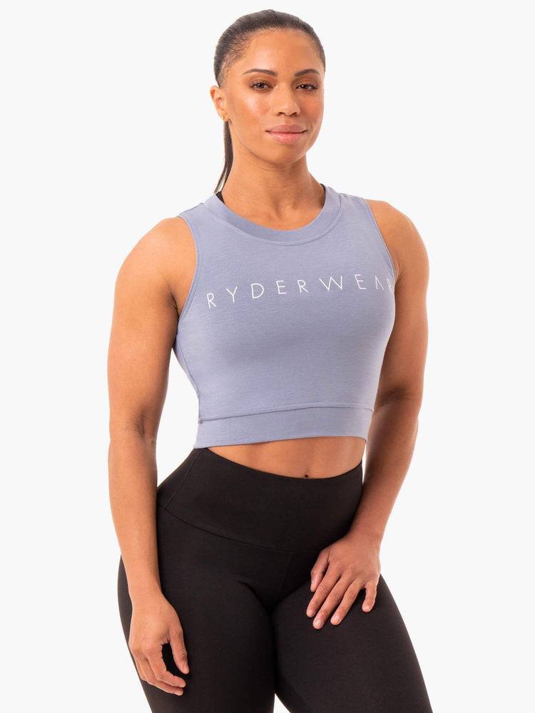 Women's Ryderwear Women Tanks Motion Crop Top Tanks Steel Grey | NZ2953FM