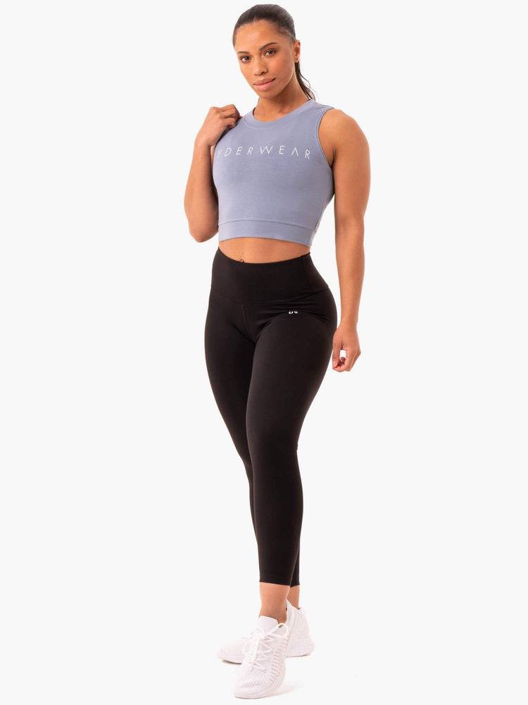 Women's Ryderwear Women Tanks Motion Crop Top Tanks Steel Grey | NZ2953FM