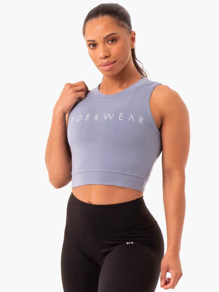 Women\'s Ryderwear Women Tanks Motion Crop Top Tanks Steel Grey | NZ2953FM