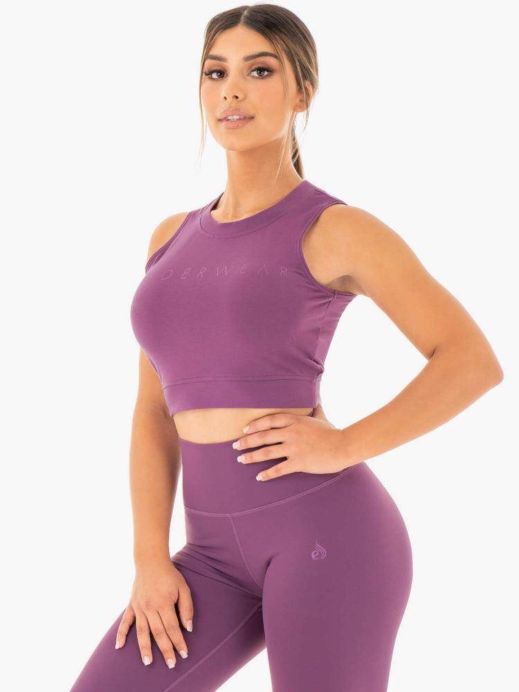 Women's Ryderwear Women Tanks Motion Crop Top Tanks Purple | NZ2957PQ