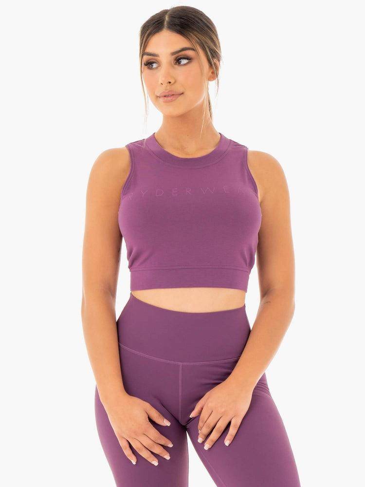 Women\'s Ryderwear Women Tanks Motion Crop Top Tanks Purple | NZ2957PQ