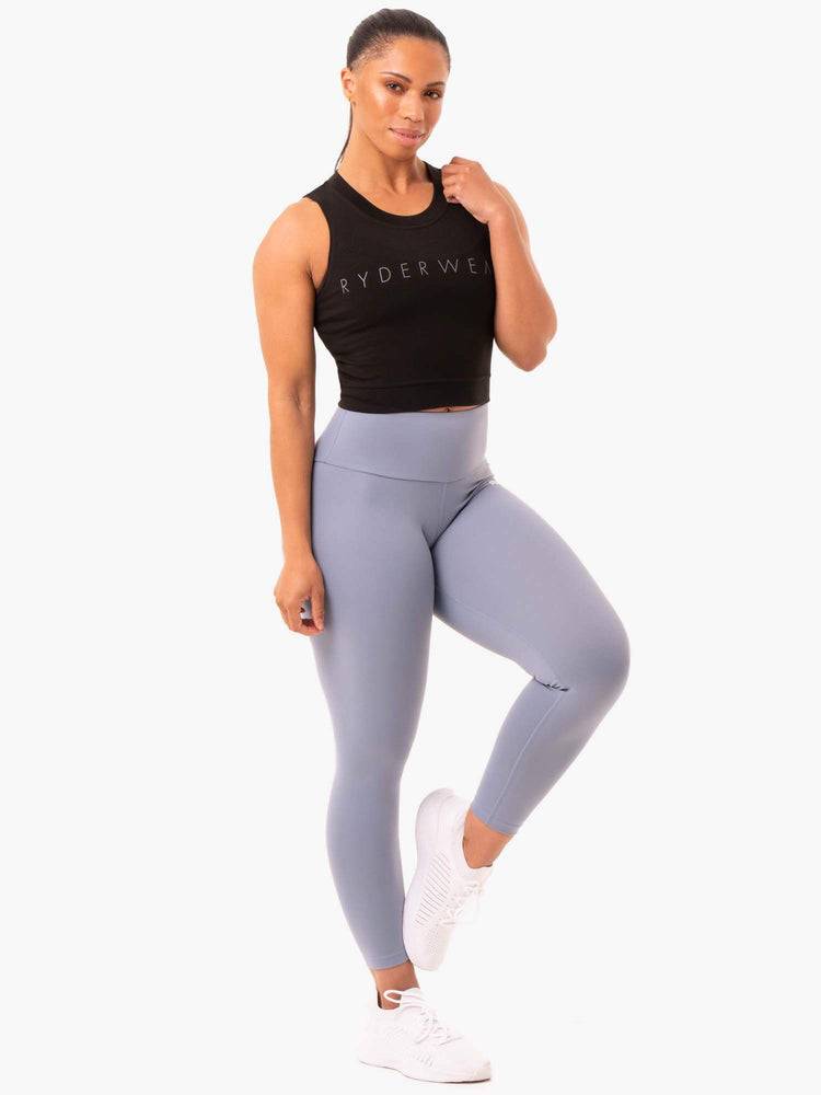 Women's Ryderwear Women Tanks Motion Crop Top Tanks Black | NZ3028PQ