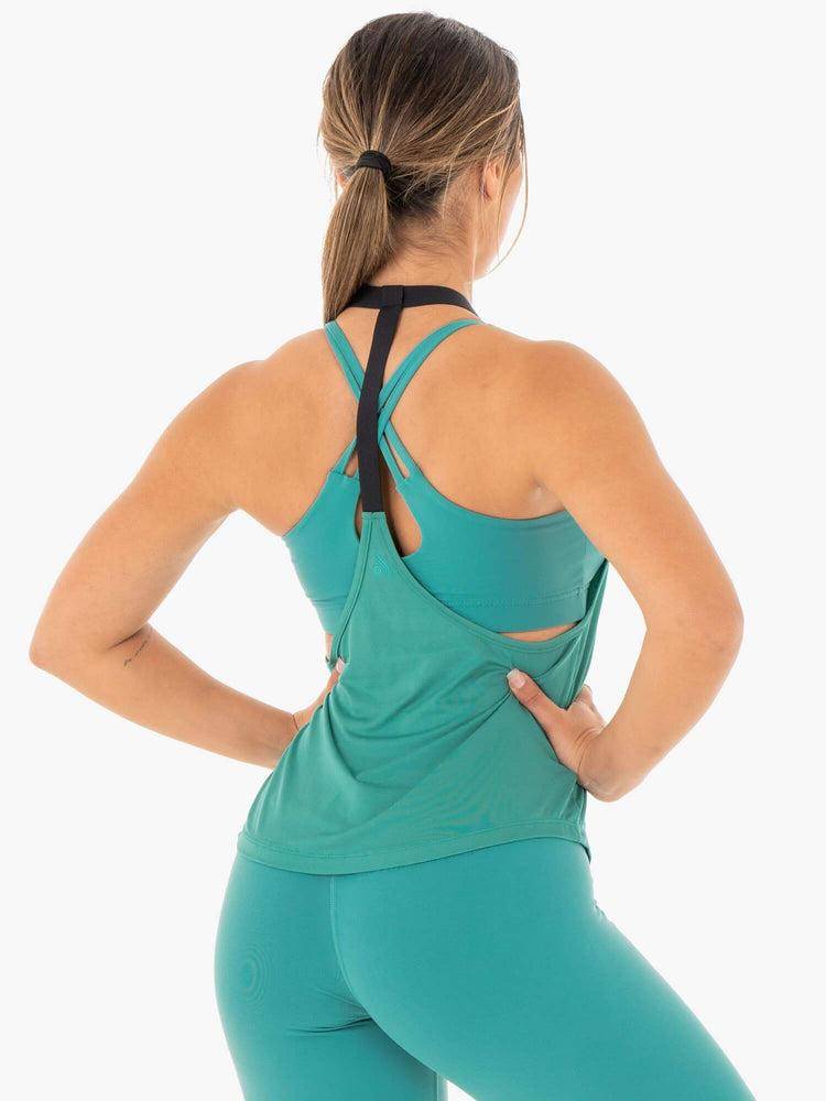 Women's Ryderwear Women Tanks Motion Slinky T-Back Tanks Teal | NZ3009EX